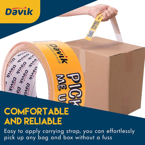 Davik Adhesive Carry Handle Straps: Stick On Handles for Moving Boxes and Bags - 25 Handles