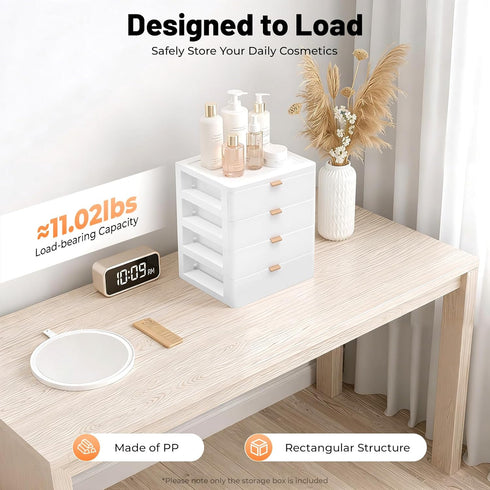 YUASDUU 4-Tier Desk Organizer with Drawers, Assemble Desktop File Organizer Desk Drawer Organizer Plastic Stationary