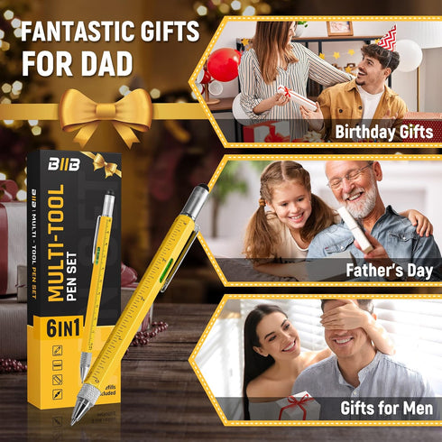 6 1 BIIB in Multitool Pen, Mens Gifts for Dad Boyfriend Husband, Anniversary Birthday Fathers Day Gifts for Men, Gift