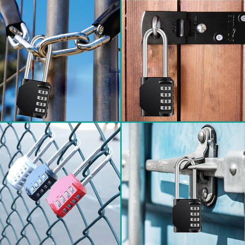 ZHEGE Long Shackle Combination Lock - 4 Digit Resettable Waterproof Padlock for School, Gym, Outdoor
