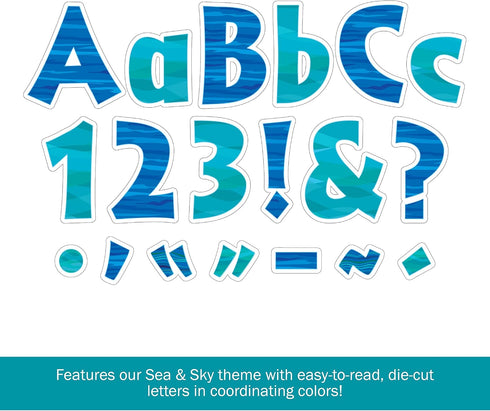 BARKER CREEK Letter Pop-Outs, 4" Sea & Sky Multicolor Designer Letters for Bulletin Boards and Displays