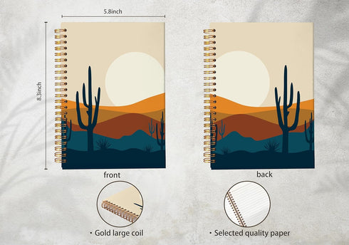 Boho Western Spiral Notebook, Cactus Notebook for School Office Supplies, 5.5x8.3