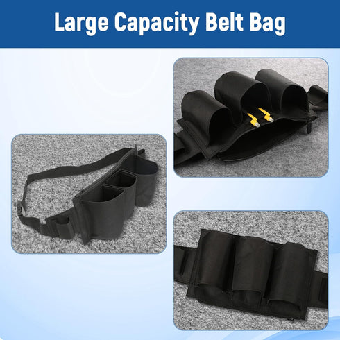 Tool Pouch Waist Belt Bag, Multipurpose Tool Belt for Housekeeping and Gardening, Black