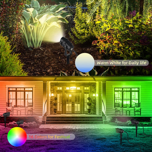 Vamnee 12W 120V 2 Pack Christmas Spotlights Outdoor, RGB Color Changing Landscape Lighting Waterproof Spotlight