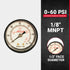 Milton Mini Pressure Gauge 1/8" NPT, 0-60 PSI (1188)