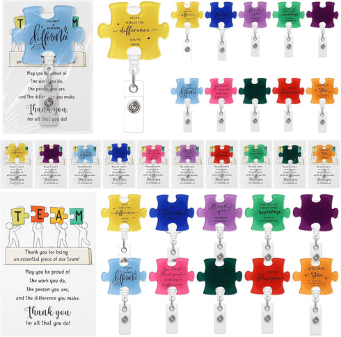 ReliThick 20 Set Employee Appreciation Gifts Bulk, Puzzle Badge Reel with Thank You