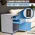 SereneLife 2 Drawer Rolling Cabinet, 3 Compartment Organizer Filing Desk with Coded Lock, Gray/Blue, 16.25” L x 16.5” W