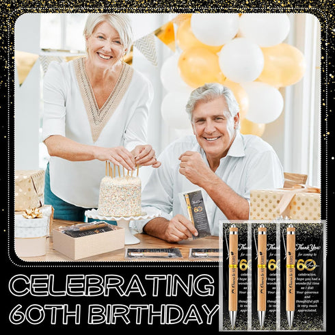 Sayglossy 50 Sets 60th 50 50 100 Birthday for Guests Anniversary Include Ballpoint Pens with Thank You Cards Bags