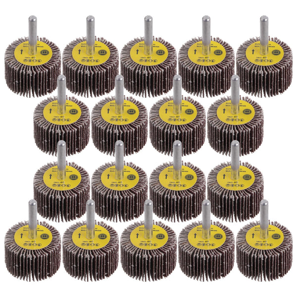 18 Pack Abrasive Flap Wheel Sander Set - 80-Grit 1/4 Inch Shank Flap Wheels for Drill, 1.6 Inch Size