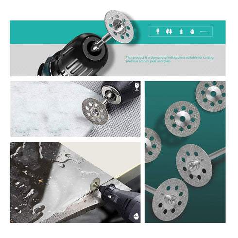 34 PCS Rotary Cutting Wheels Tool Kit, Mini Diamond Cutting Wheel, Circular Saw Blades for Woodworking