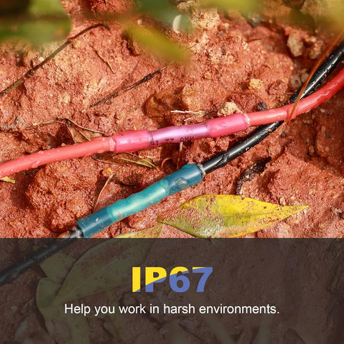 Haisstronica 200PCS 16-14 AWG Blue Heat Shrink Butt Connectors - Marine Grade Insulated Crimp Wire Connectors