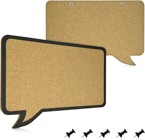 Navaris Cork Board Bulletin Board - Rectangular Speech Bubble Design 11 x 17 in, includes 5 Pins for Memo Display