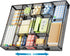Marbrasse Expandable Desk Drawer Organizer, Mesh Tray with 10 Adjustable Compartments for Office Supplies, Black