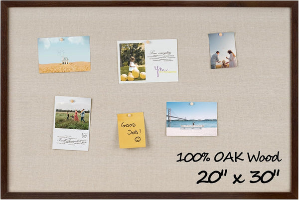 Fun Memories Cork Board Bulletin Board for Office, 20" x 30" Oak Wooden Framed Corkboard for Home & Office