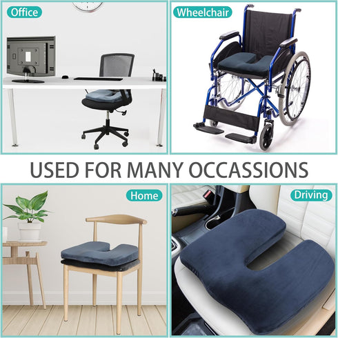 HxLmn Tailbone 10-Inch U-Cutout,Large-18"x16"x3",Coccyx,Sciatica Pain Relief Office Chair Cushion Extended Pain Relief