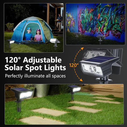 Toodour Solar Spot Lights Outdoor, 2 Pack with 2 Modes, Waterproof Solar Powered Flood Lights for Garden Decor