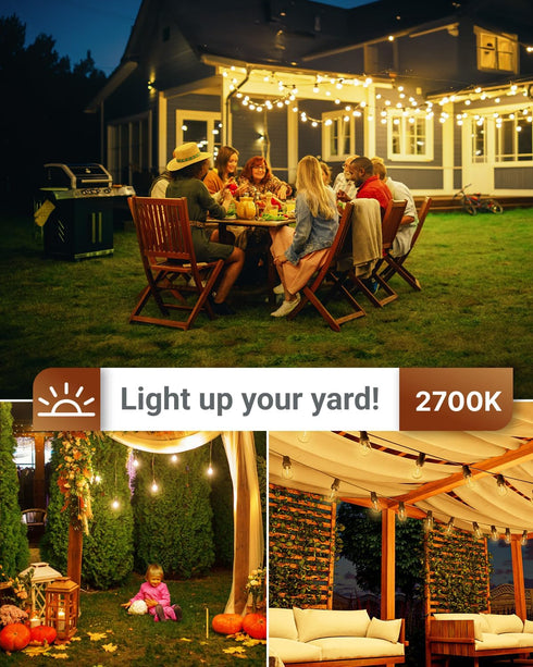 Bulb S14 Bulbs 2-Prong G5 50 1W (4W 2700K Non-Dimmable, 4 Pack. Sunco String Light Replacement, LED for Outdoor