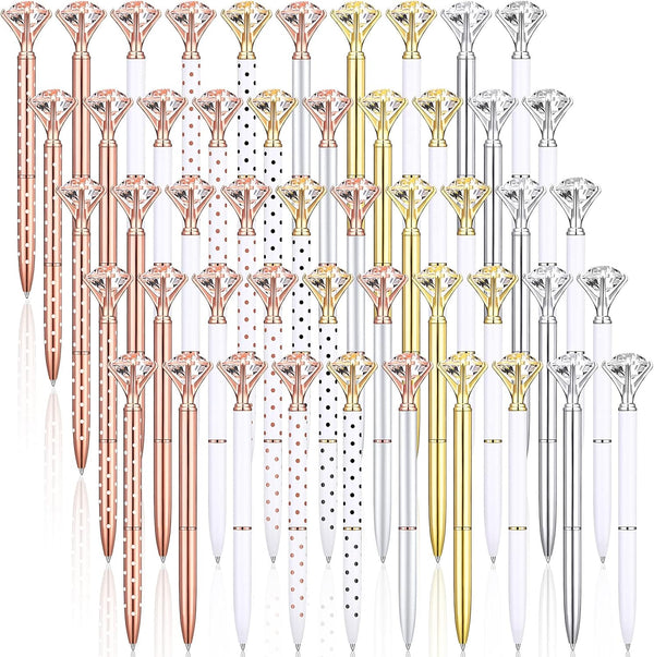 Leinuosen 50 Pieces Bridal Shower Pens - Diamond Ballpoint Pens with Crystal Bling for Women Girls Gifts