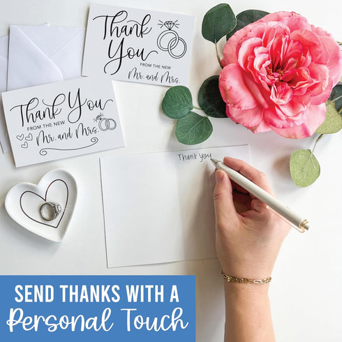 -54 Hadley Designs Wedding Thank You Cards with Envelopes White Thank You Cards Wedding with Envelopes, ThankYou Notes