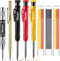 Hiboom 8 Pack Carpenter Pencil Set, 3 Colorful Solid Pencils with Sharpener and Refills