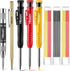 Hiboom 8 Pack Carpenter Pencil Set, 3 Colorful Solid Pencils with Sharpener and Refills