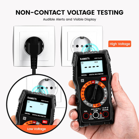 KAIWEETS Digital Multimeter, 4000 Counts Voltage Tester for Accurate Ohm Volt Amp Readings, DC/AC Voltmeter
