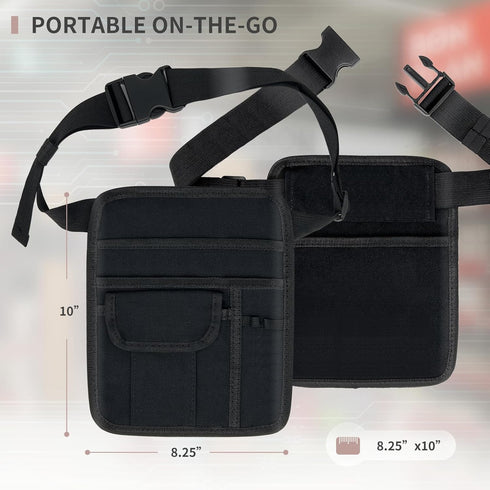 MELINON Restaurant Waiter Waist Money Pouch Bag, Serving Apron, Check Holder with Multiple Pockets, Adjustable Belt