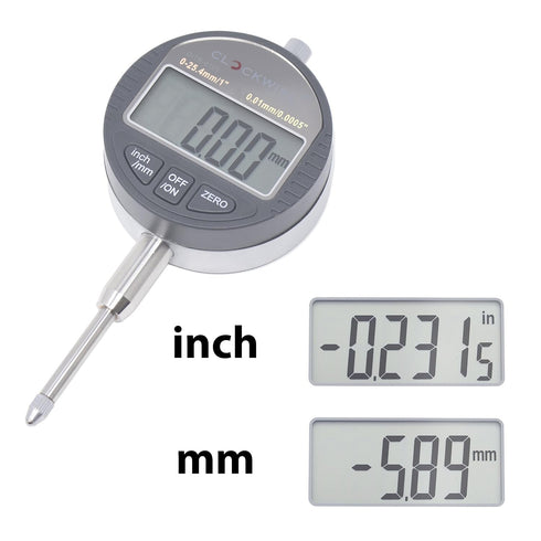 Digital Indicator, DIGR-0105 - 0-1 Inch/25.4mm, Inch/Metric Conversion with Auto Off Feature