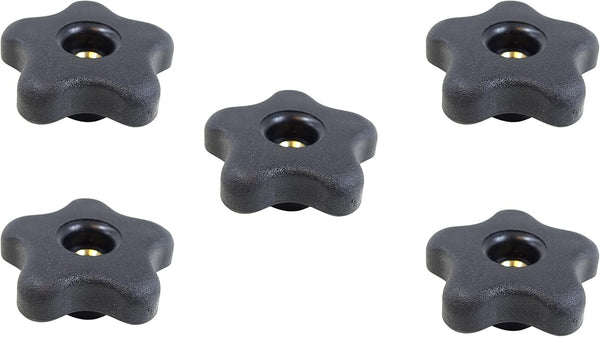 POWERTEC 1/4"-20 5 Pack Clamping Knobs with Steel Insert for T Track Bolts, Thumb Screw Threaded Knobs for Woodworking