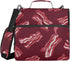 Fisyme Red Bacons Retro Zipper Binder 3 Ring with Zipper and Shoulder Strap