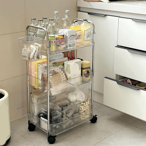 Dtipbah Clear Rolling Beauty Storage Cabinet Multi Shelves Rolling Cart Organizers for Skincare Cosmetics Collection