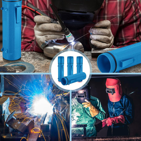 Zonon 2 Pcs 14 Inch Welding Rod Storage Tube, Waterproof Airproof Holder for Welding Rod Canister (Blue)