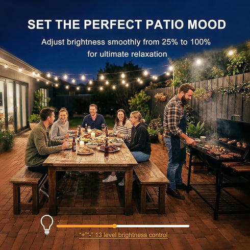 Dimmer 350W Dimmer IP65 Dimmer 100FT Outdoor for String Lights Plug-in with Remote Control & Timer, Waterproof LED