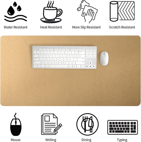 Protector(31.5 15.7 Inches) Bloss Gold Desk Mat, PU Large Mouse Pad for Desk, Desk Matt for Desktop, Desk Pad Mat