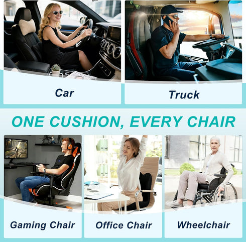 BANKQF Tailbone Seat Cushion for Office Chair and Car, Lumbar Support Pillow for Office Chair, Memory Foam Ergonomic