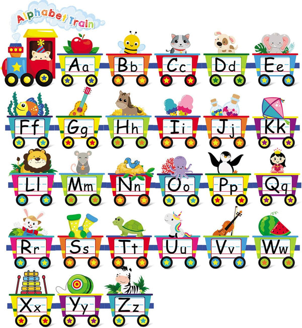 Outus Alphabet Train Bulletin Board Set Animals Alphabet Line Cards for Classroom Wall
