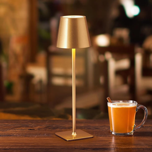 15-Inch 3 Dimming, 48 Elements Rechargeable LED Table Lamp - Metal Construction with Touch Control, Light Colors