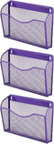EASEPRES Wall File Holder Organizer, Purple 3 Pockets Hanging File Organizer for Home Office Supplies