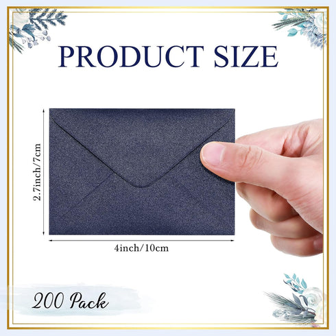 Yahenda 200 Count Mini Gift Card Envelopes, 4 x 2.7 Inch Dark Blue Paper Envelopes for Weddings, Greetings, and