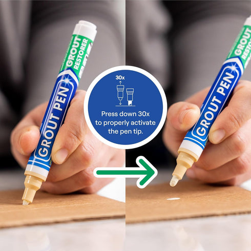 Grout Pen Cream Tile Paint Marker: Waterproof Grout Paint, Tile Grout Colorant and Sealer Pen - Narrow 5mm, 2 Pack