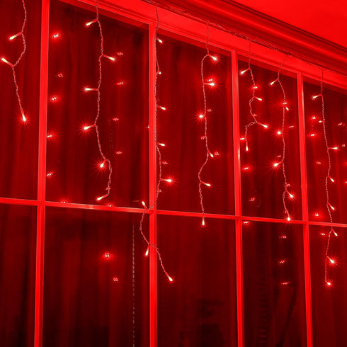 33FT 360L 8 60 Hopolon LED Icicle String Lights - Outdoor, Waterproof, Modes, With Drops - Curtain Lights