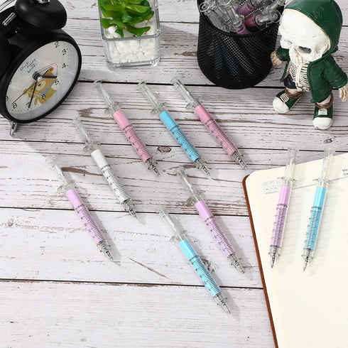 Estune 100 Pcs Syringe Retractable Nurse Pens Novelty Fun Medical Blood Ballpoint Pens Gifts for Nursing Student School