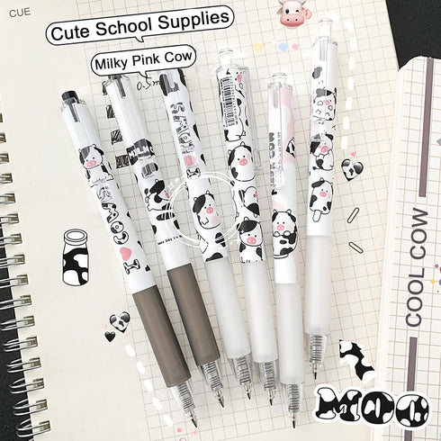 Cute Kawaii 0.5mm Black Ink Gel Pens, Fine Point Smooth Writing Ballpoint for Office School Supplies, Pack of 6
