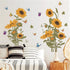 Vintage Sunflower Bouquet Wall Stickers, sacinora Floral Art Plants Wall Decals Removable Vinyl Peel and Stick