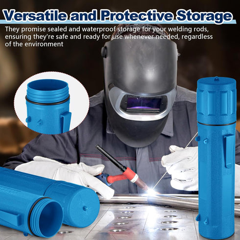 Zonon 2 Pcs 14 Inch Welding Rod Storage Tube, Waterproof Airproof Holder for Welding Rod Canister (Blue)