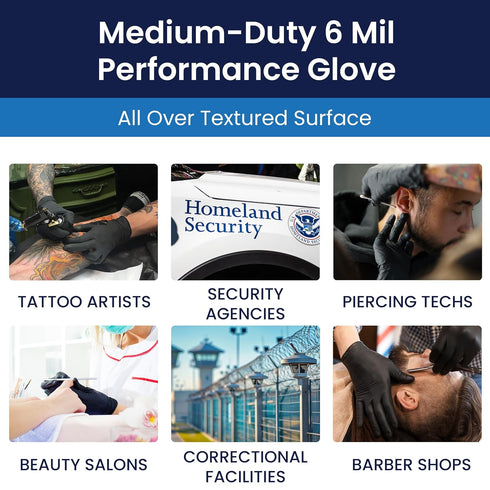 Adenna PHM912 Phantom 6 Mil Powder-Free Latex Gloves, Medical Grade, Black, Small, Box of 100