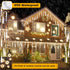 144LED 8 Meteor Shower Lights, White Holiday Outdoor Illumination with Tubes, Waterproof Hanging Display for Garden