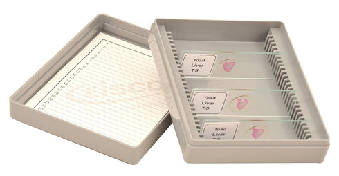 Eisco Labs Slide Box, Polystyrene, Holds 25 Slides