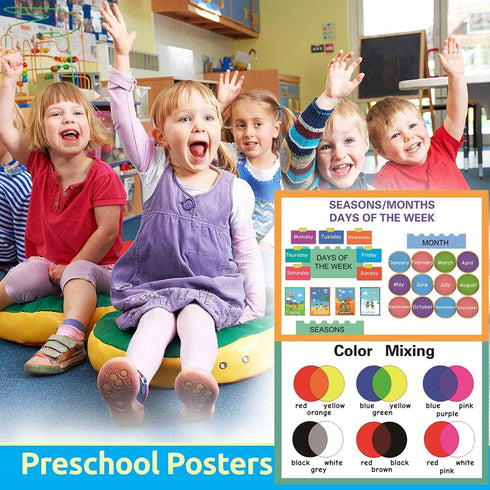 SANTSUN Educational Preschool Posters - Color Mixing Wall Charts for Kindergarten - 42x60cm (17x24 inch) School