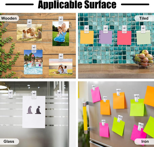 Self Adhesive Clips, 100PCS Plastic Tapestry Wall Hanging Clips for Office Home Decorations
